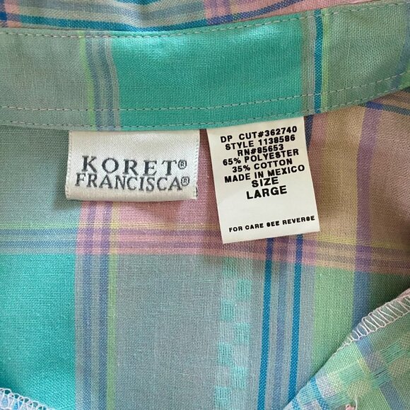 Koret Flower Market Long Sleeve Button Down Shirt Plaid Large 14-16 NEW - Picture 7 of 9